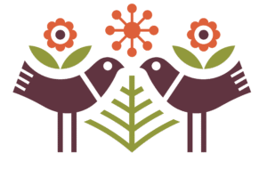Ilustración de tulipán y aves de Tagers