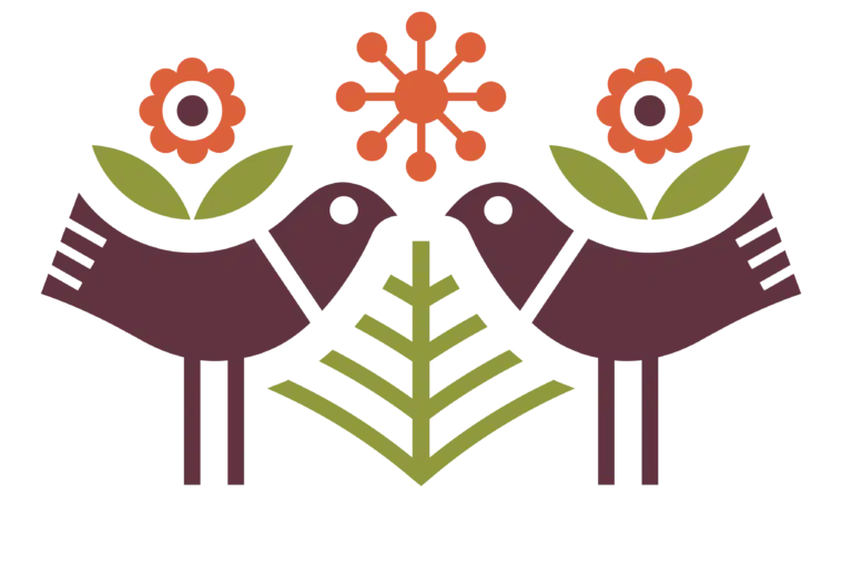 Ilustración de tulipán y aves de Tagers