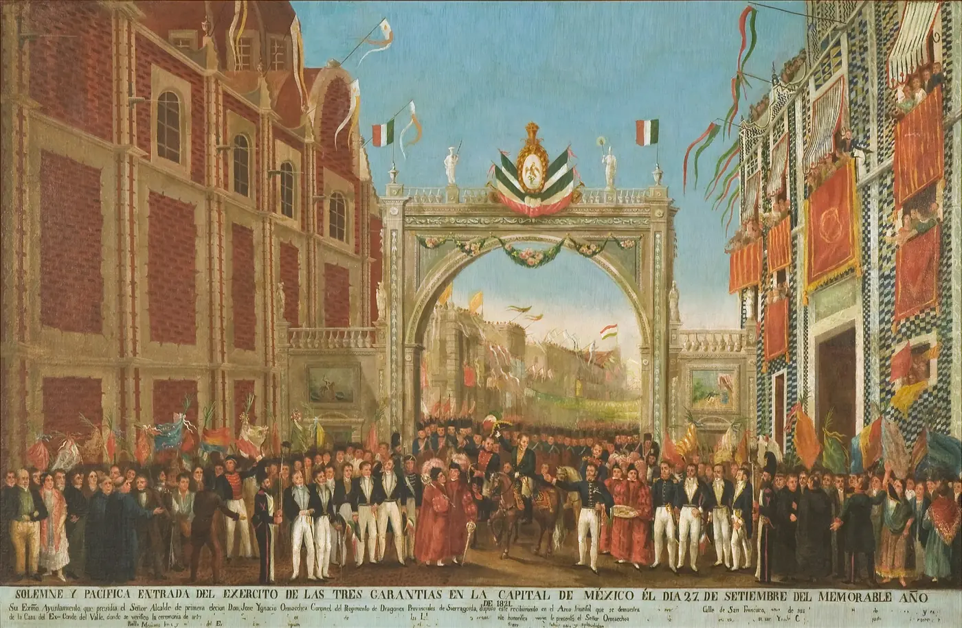 Pintura de la solemne entrada del Ejército Trigarante a la Ciudad de México, 27 de septiembre de 1821
