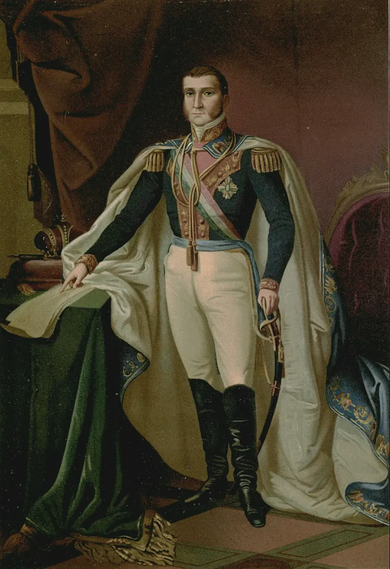 Retrato al óleo de Agustín de Iturbide con capa imperial, ca. 1822