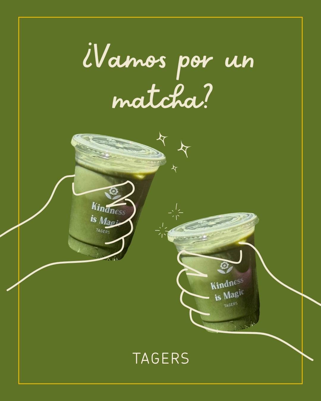 Dos matcha lattes para llevar de Tagers
