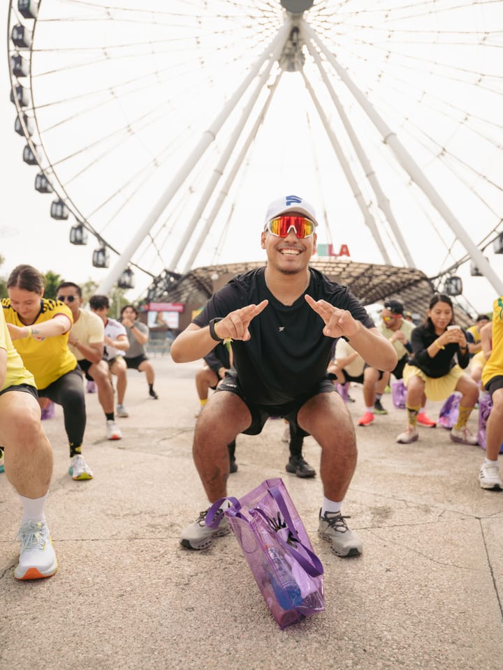 Calentamiento de la Yellow Run Tagers 2026 frente a la Estrella de Puebla